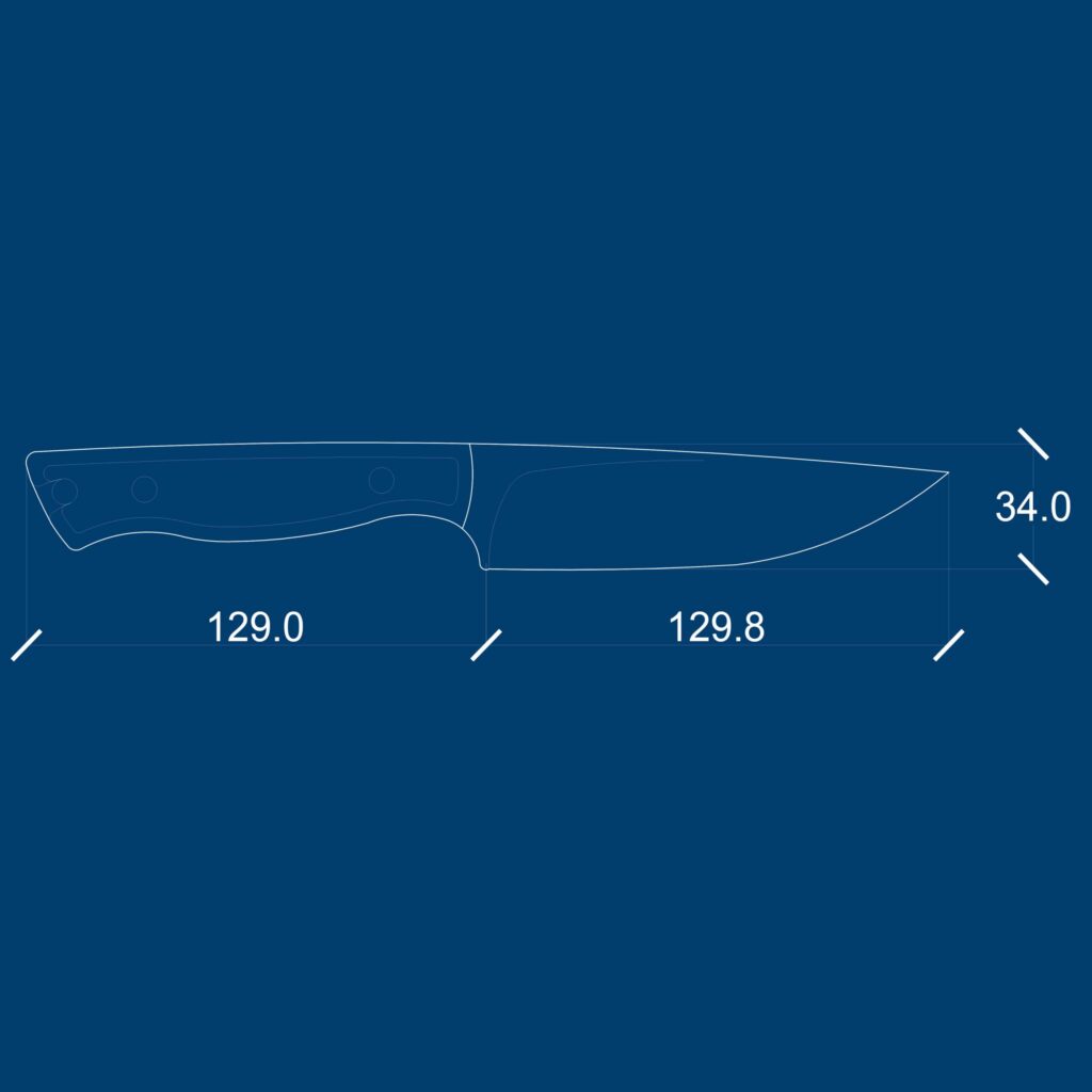 ZAOKA “Blast” – Handmade Utility / Outdoor Knife – dimensions