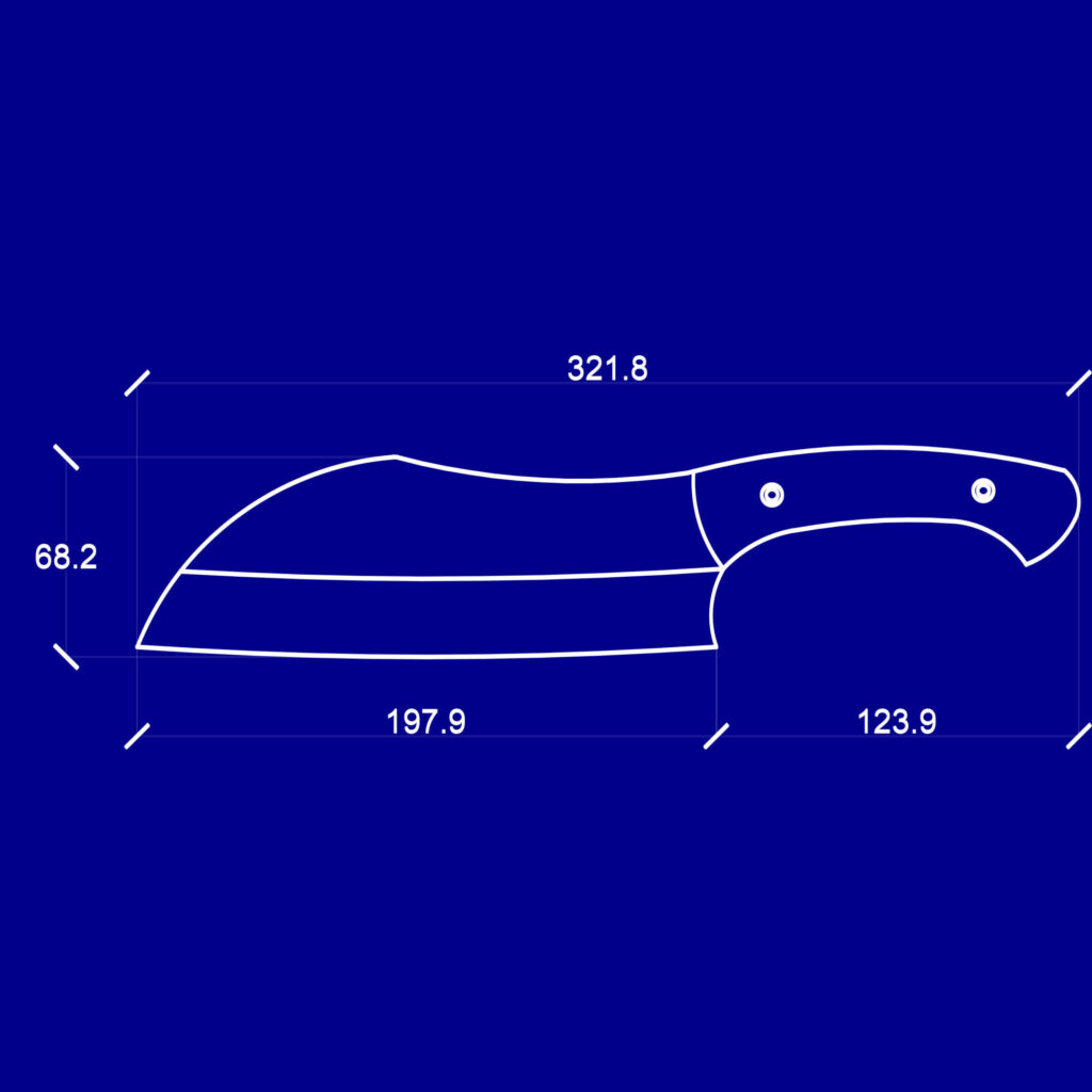 ZAOKA “Svarog” – Handmade Multi-Purpose Kitchen Knife – dimensions